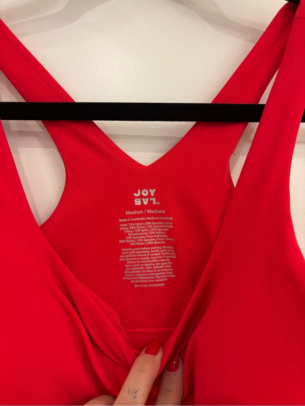 JoyLab Red Racerback Sports Bra - Picture 2 of 3